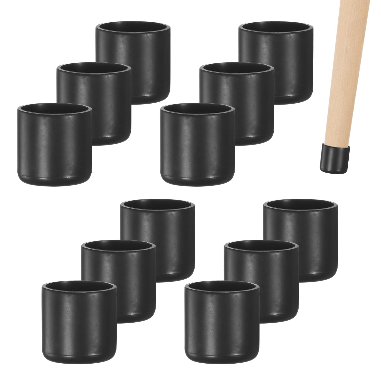 M METERXITY 12-Pack Chair Leg Caps, 3/4 Inch(19mm) PVC Chair Leg Floor Protectors for Folding Chairs/Metal Chairs/Furniture Table/Hardwood Floors, Round Non-Slip Cover End Tips [Black]