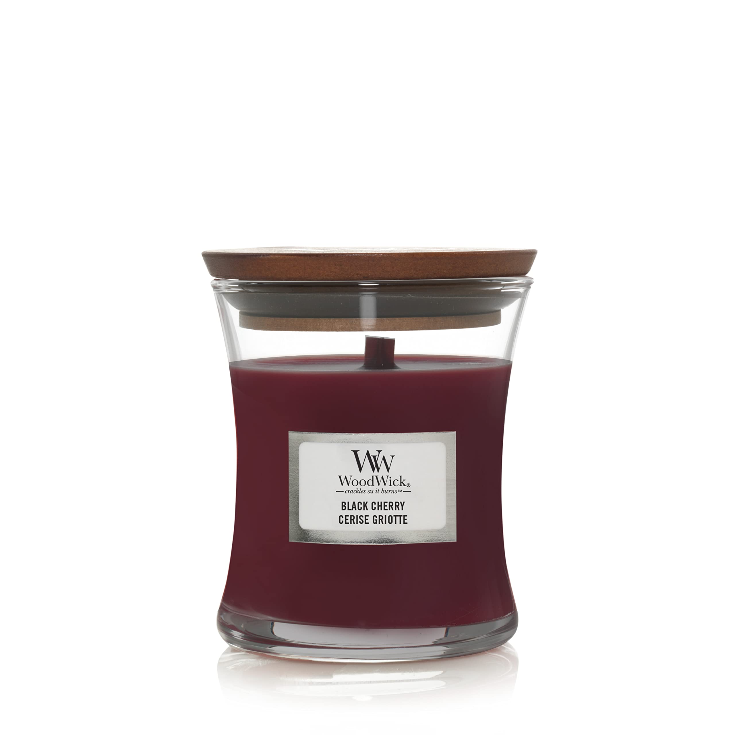 WoodWick Medium Hourglass Scented Candle | Black Cherry | with Crackling Wick | Burn Time: Up to 60 Hours | Gifts for Women