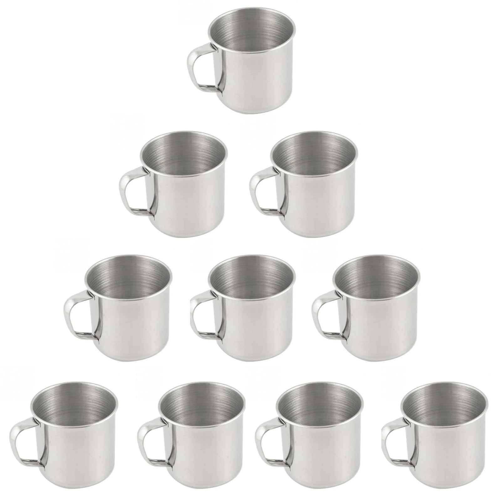 Stainless Steel Coffee Mugs 6oz Cups with Handle Set of 10 for Drinking Tea, Latte Espresso, Juice or Water