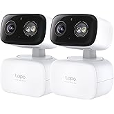 Tapo 2K Indoor/Outdoor Pan/Tilt Wired Security Camera - Baby Monitoring, Person & Baby Cry Detection, 360° Motion Tracking, Night Vision, No-Subscription Local Storage or Optional Cloud, C216 (2-Pack)