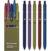 MorPionk Gel Pens, 5 Pcs 0.5mm Quick Dry Black Ink Fine Point Smooth Writing with Silicone Grip,High-End Series Metal Clip Retractable Pens for Journaling Note Taking (Vintage)