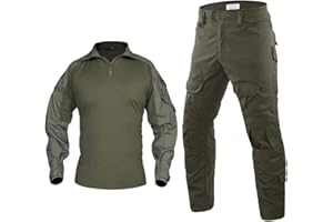 HARGLESMAN Men's Tactical Military Suits Long Sleeve Fitting Amry Uniforms Combat Shirt and Pants with Knee Pads