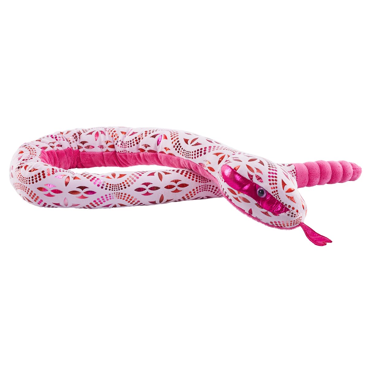WILD REPUBLIC Foilkins Snake Pink Blossom, Stuffed Animal, 54 inches, Gift for Kids, Plush Toy, Fill is Spun Recycled Water Bottles