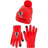 Ultra Game Adults Unisex NFL Official Super Soft Heritage Logo Winter Beanie Knit Hat with Extra Warm Touch Screen Gloves