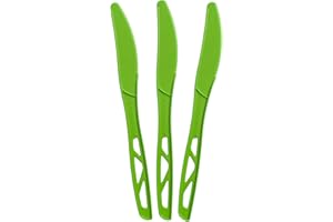 Transitions2earth Compostable Knives - Made from Corn - Box of 200 (7.6 Inches) - Green - Large, Heavyweight, Plant based, Non-GMO, Earth Friendly, Heavy Duty, Heat Resistant, Biodegradable Cutlery