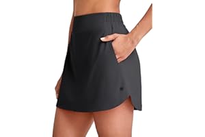 G4Free A Line Golf Skirts for Women 15'' Elastic High Waisted Tennis Skorts Soft Casual Athletic Inner Shorts 4 Pockets