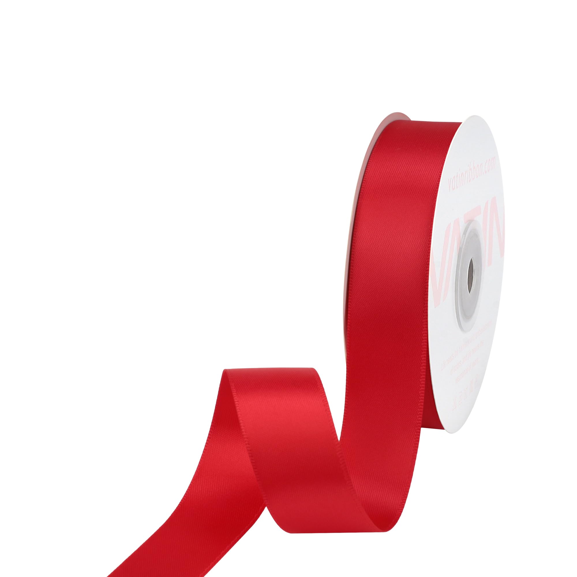 VATIN 22mm Double Faced Polyester Satin Ribbon Hot Red - 23 Metre/Spool, Perfect for Wedding Decor, Wreath, Baby Shower,Gift Package Wrapping and Other Projects