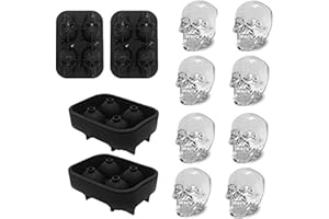 CHIYAN Ice Cube Tray 3D Skull Ice Mold-2Pack Easy Release Silicone mold 8 Cute and Funny Ice Skull for Whiskey Cocktails and Juice Beverages Black Ice Mold/S