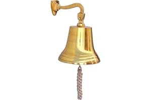 Hampton Nautical 3xglass-101 Brass Plated Hanging Ship's Bell 11" Nautical Home Decoration, 11 inch