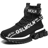 Jakcuz Men's High Top Sneakers Breathable Gym Athletic Running Walking Tennis Boy Comfortable Fashion Platform Shoes