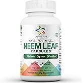 Organic Aura Neem Capsules. 100% Pure and Potent. Raw Green Whole Superfood. Made with Whole Spectrum Neem Leaves. Miracle Detoxifying Agent. Radiant Skin and Immunity.