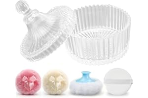 JAXBO Baby Powder Puff and Container Set, Dusting Powder Container with 4 Pcs Puff, Suitable for Face Body Wet Dry Makeup Soft Washable Reusable Valentine's Day Gift