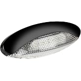 Lumitronics RV LED Euro-Style Porch Light, Clear Lens (Black) | 12V LED exterior porch and utility light for RVs and travel trailers. Clear lens. Weather-resistant. Easy install.