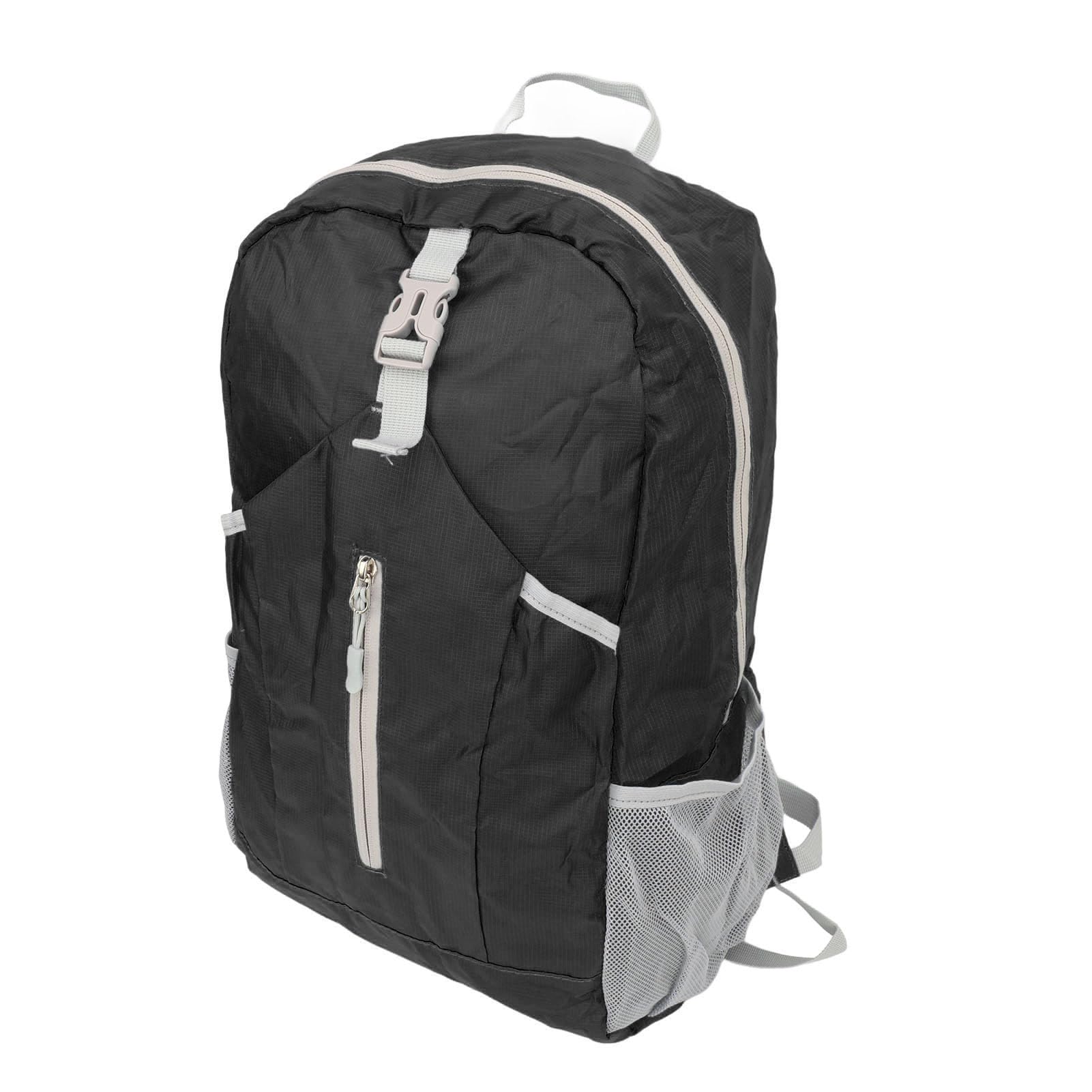 SUNGOOYUE Lightweight Large Capacity Foldable Backpack, Durable Material, Compact & Multi Purpose, Suitable for Outdoor Sports, Travel, Hiking, Camping, 32x15x47cm, Oxford Cloth (Black)