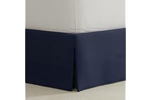 Magic Skirt Tailored Bedskirt, Never Lift Your Mattress, Classic 14” Drop Length, Pleated Styling, King, Navy
