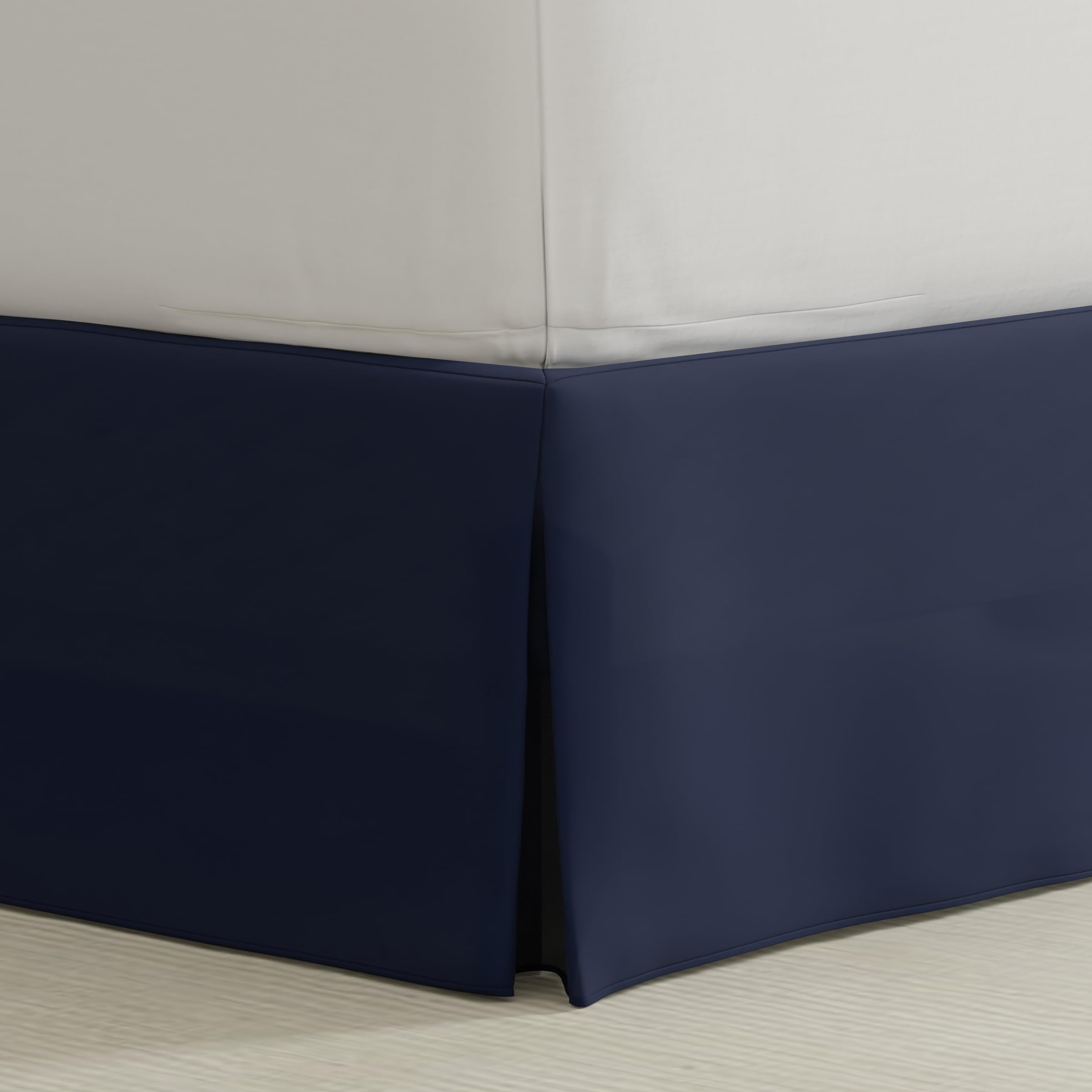 Bed Maker’s Never Lift Your Mattress Wrap Around Bed Skirt, Classic Style, Low Maintenance Wrinkle Resistant Fabric, Traditional 14 Inch Drop Length, King, Navy