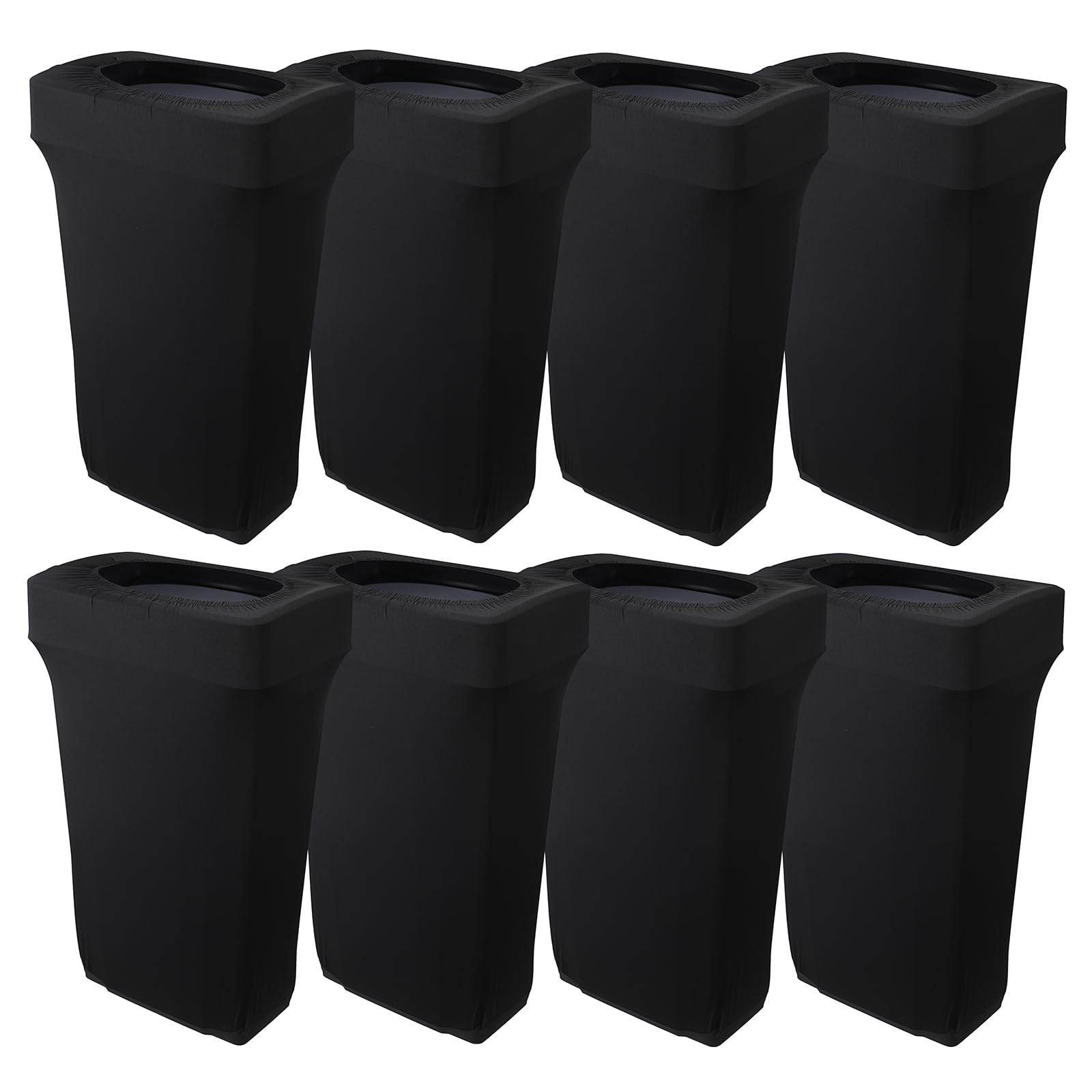 Photo 1 of BSTKEY 23 Gallon Stretch Spandex Trash Can Cover, 8 Pack Outdoor Fitted Waste Container Cover Rectangular Garbage Can Covers for Wedding Party Commercial Fundraiser Decor, Without Trash Can (Black)