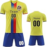 OPUTWDF Custom Soccer Uniform Men Youth Personalized Athletic Soccer T-Shirts and Shorts with Team Name Number Logo