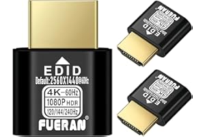 FUERAN HDMI Dummy Plug 4K HDR,4K@60Hz、1440P@120/144Hz、1080P@120/144/240Hzedid Emulator Virtual Display Adapter,hdmi Headless Adapter(NEW-4K(default1440P) 3P)