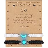 ATLVXJL Long Distance Relationship Gifts Stainless Steel Bracelets for Women Men His Hers Bracelets Set for Bf gf Husband Wife Friends Anniversary Promise Gift Adjustable (sun and moon)