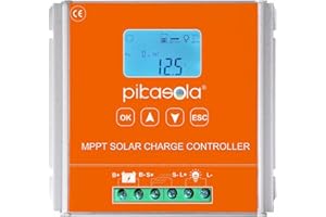 Pikasola 40amp MPPT Solar Charge Controller, Auto 24V 12V Battery Regulator with LCD Display, Mppt Charge Controller for Solar Panels, Suit Lead-Acid & Lifepo4&Lithium Battery