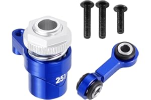 BRKRC 7075 Aluminum RC Servo Saver Arm 25T with Steering Drag Link for Tra-xxas 1/16 Mini Maxx 2S 1/10 4WD Ford GT 4-TEC 2.0 3.0 RC Car Upgrade (Blue)
