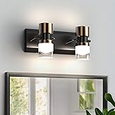 PHIXART LED Bathroom Vanity Light Fixtures, 2 Light Black and Gold Wall Sconces Lighting, 12inch Modern Bathroom Light Fixtur
