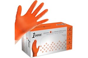 1st Choice 6 mil Orange and Green Nitrile Gloves, Disposable, Latex Free Raised Diamond Grip Mechanic Glove for Men and Women