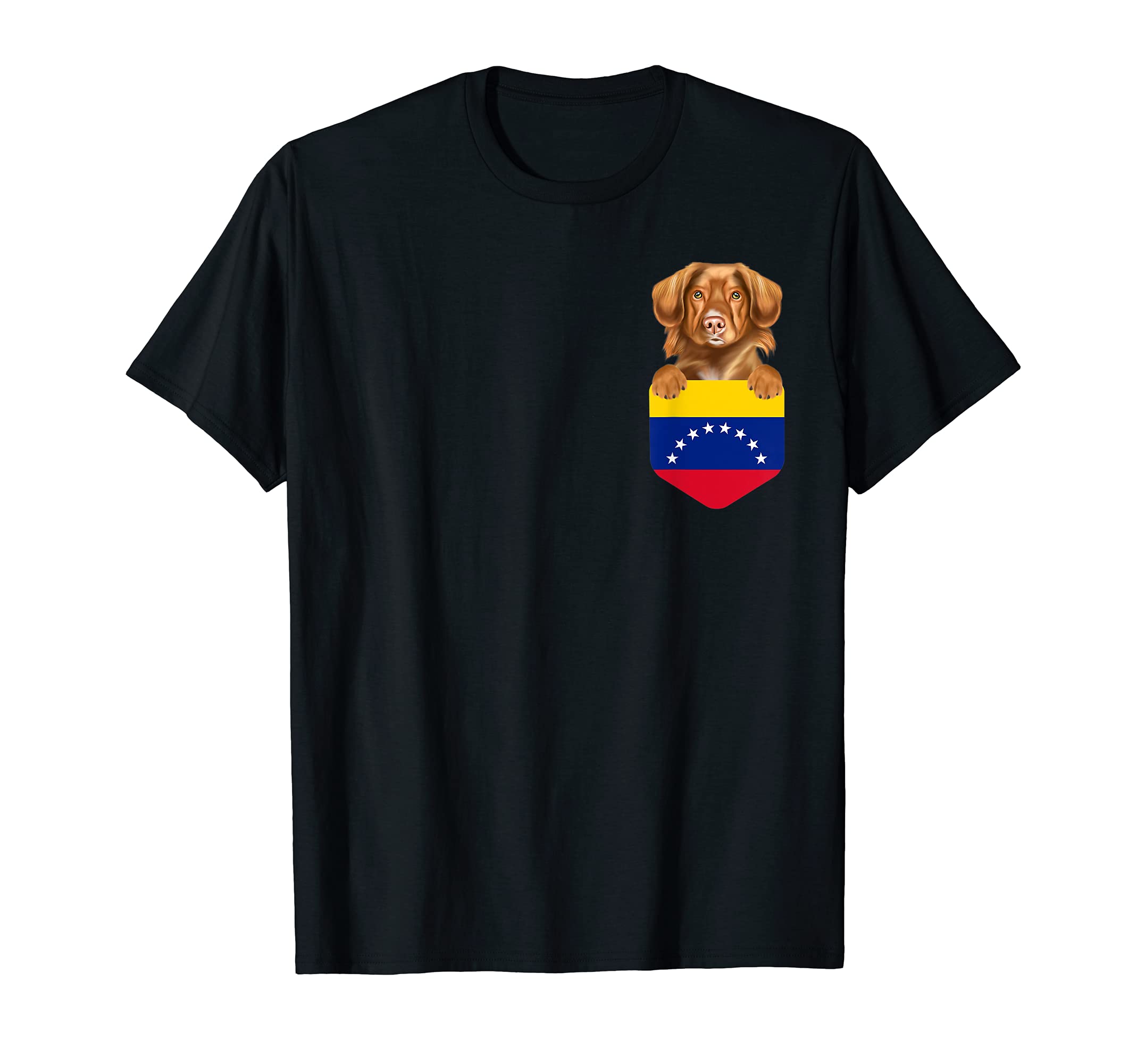 Venezuela Flag Duck Tolling Retrievers Dog In Pocket T-Shirt