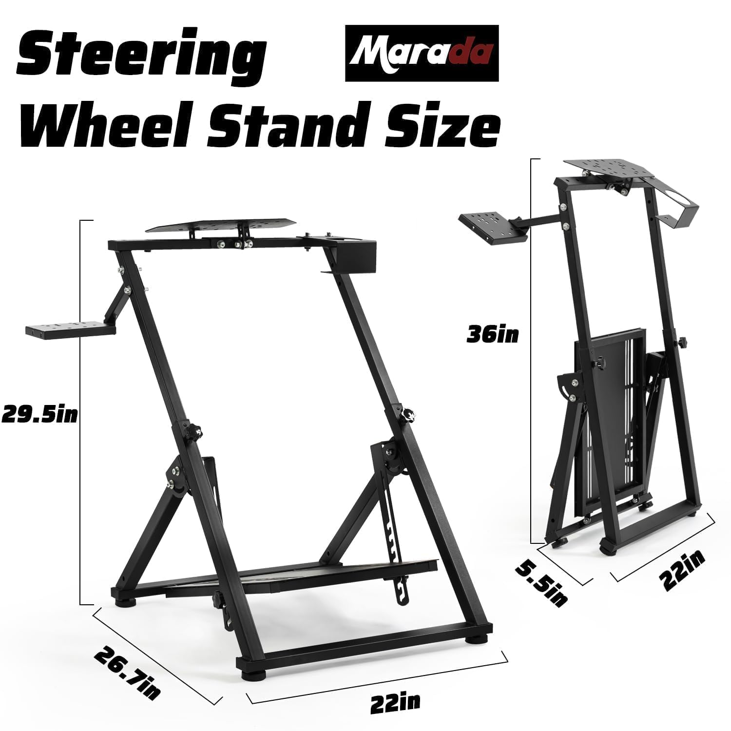 Marada X Shape Steering Wheel Stand Compatible with Logitech Thrustmaster Moza G27 G29 G920 G923 T248 T300RS GT R5 Foldable Sim Racing Stand Racing Simulator, No Wheel Pedal Shifter