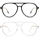AMOMOMA Retro Blue Light Aviator Reading Glasses for Women Men,Vintage Computer Reader Frame 2.0 1.5 AM6155
