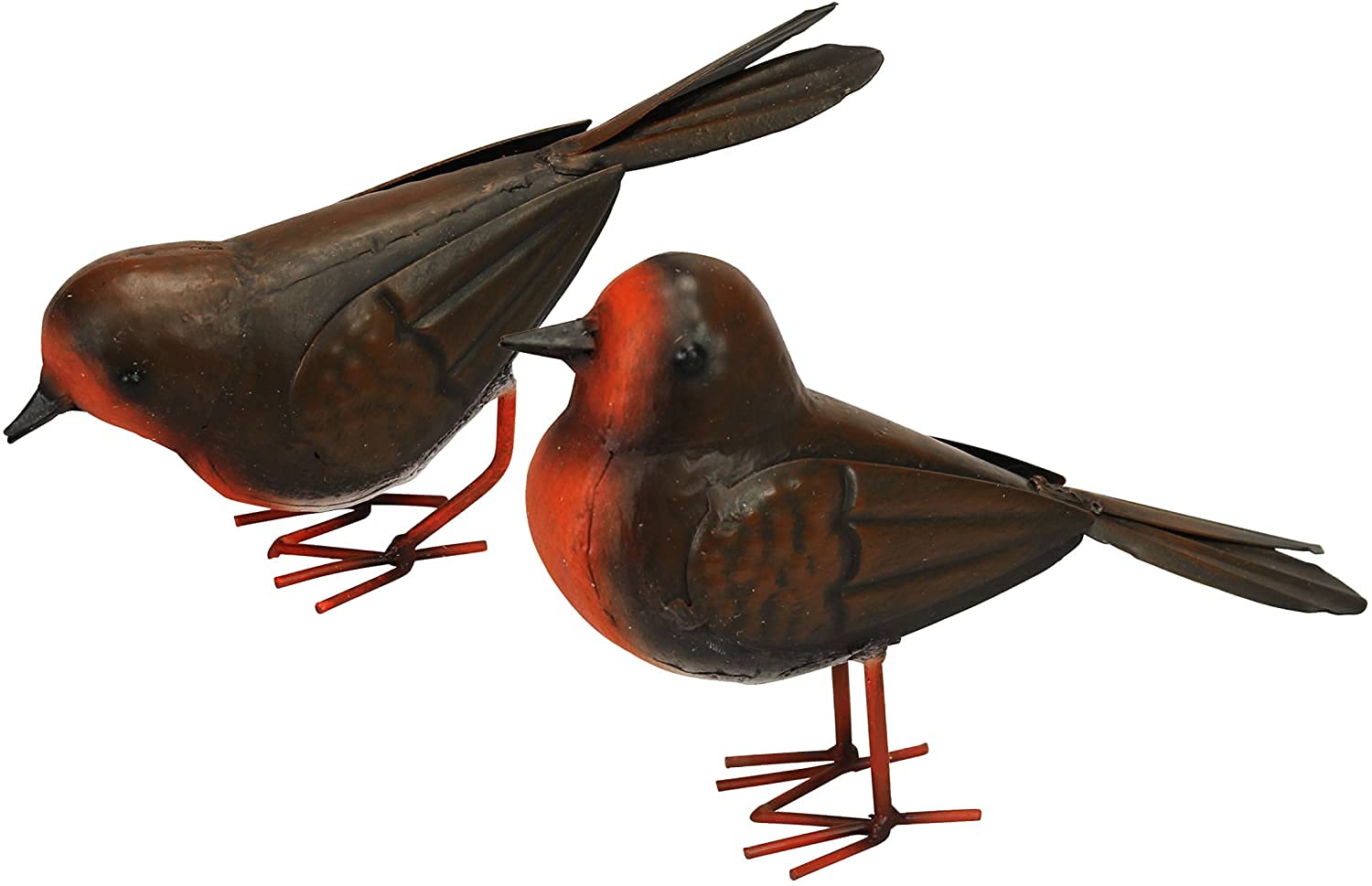 Set of 2 Metal Garden Ornament Robins