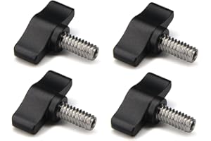 Befenybay 4pcs 1/4"-20 x 1/2" Thumb Screw Stainless Steel Standard/Coarse Thread Black Aluminum Knob
