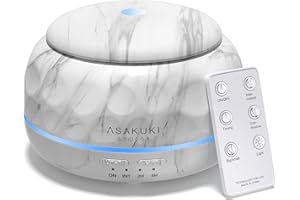 ASAKUKI Essential Oil Diffuser, 300ML Aromatherapy Humidifier with 7-Color Light, Small Home Diffuser for Relaxation-Marble