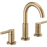 Delta Nicoli Brushed Gold Faucet 3 Hole, 8 Inch Widespread Bathroom Sink Faucet for Vanity, Push-Pop Drain Assembly, Champagne Bronze 35749LF-CZ