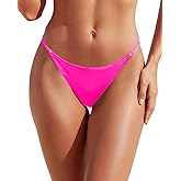 Zmart Women Thong Bikini Bottoms G String Sexy Low Waist Swimsuit Bottom Brazilian Cheeky Bathing Suit Bottoms