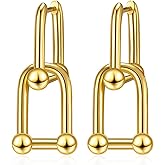 BG&WLing Gold Paperclip Earrings for Women, Chain Link Earring Stainless Steel Double Hoop Dangle Earrings Trendy Jewelry Gift for Her