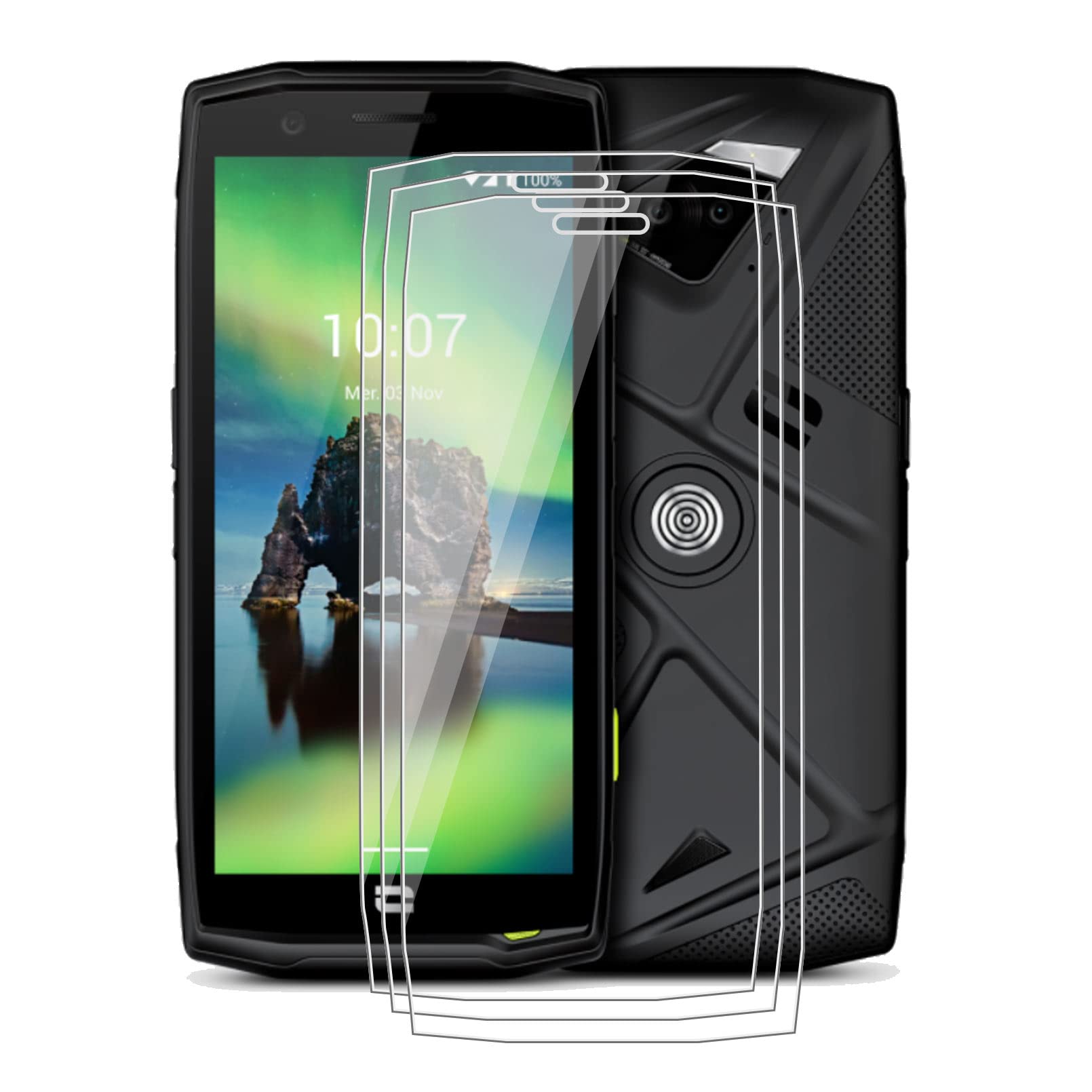 HHUAN,Pack of 3 tempered glass screen protectors for Crosscall Action-X5, 9H hardness tempered glass film, anti-scratch tempered glass film screen protector film for Crosscall Action-X5 (5.45 inches)