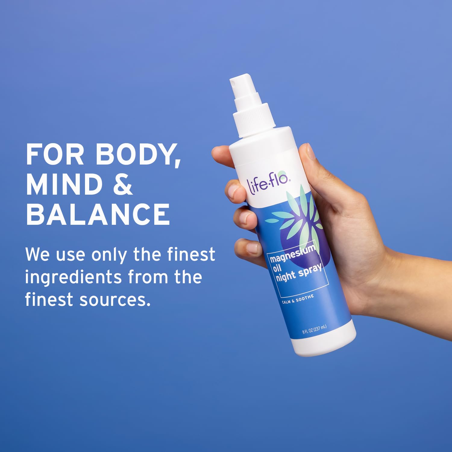 Life-flo Magnesium Oil Night Spray, Soothing Magnesium Spray w/Magnesium Chloride from Zechstein Seabed and Lavender Oil, Calms and Relaxes Body and Mind, 60-Day Guarantee, Not Tested on Animals, 8oz