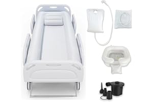 JJFFTAO,Medical Inflatable Bathtub,Bed Bath,Medical PVC Bedside Shower bathtubKit,Bed Shower for Patients with Reduced Mobility,Bedside Water Bag+Electric air Pump+Medical Inflatable Shampoo Basin