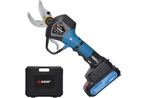 K KLEZHI Professional Cordless Electric Pruning Shears with 2 PCS Backup Rechargeable 2Ah Lithium Battery Powered Tree Branch Pruner Branch Cutter, 30mm (1.2 Inch) Cutting Diameter