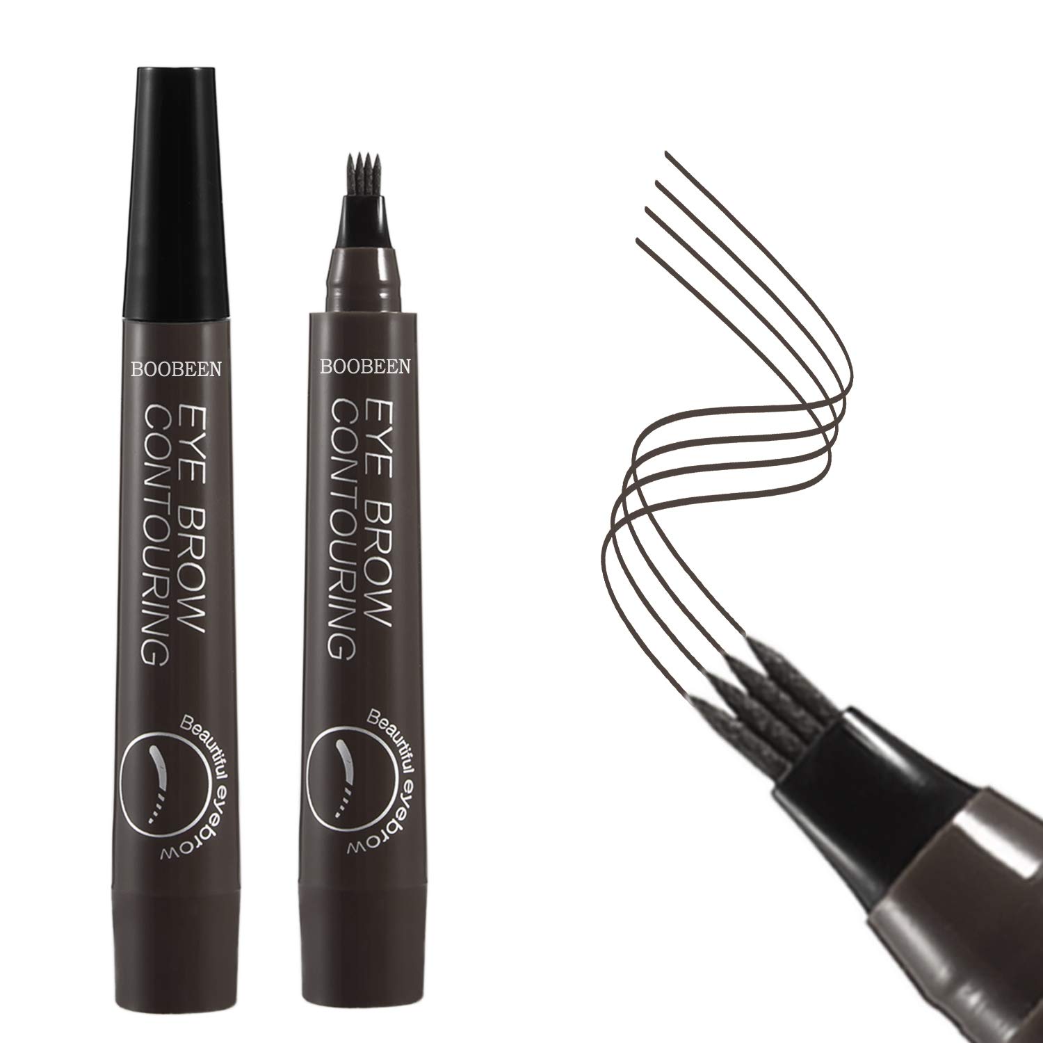 Boobeen Waterproof Eyebrow Pen - Eyebrow Pencil with a Micro-Fork Tip Applicator - Creates Natural Looking Brows Makeup Effortlessly
