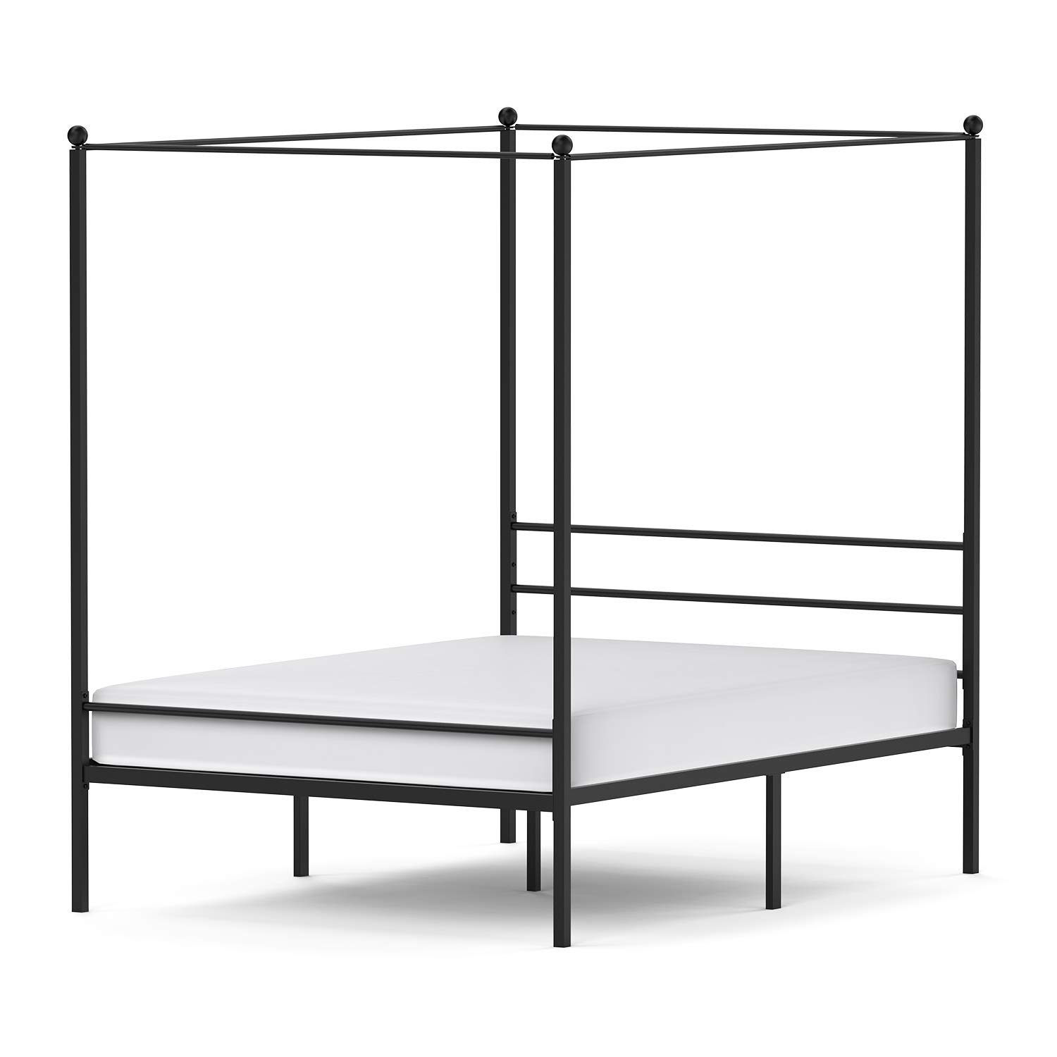 Buy JOM Canopy Bed Frame Full Size Black Metal 4 Double Bedframe Modern