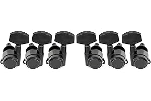 Musiclily Pro 3R3L 18:1 Ratio Full Sealed Locking Machine Heads Tuners Tuning Pegs Keys with Big Hex Button 45 Degree Screw for Acoustic Electric Guitar, Black