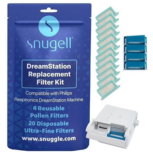Snugell Dreamstation CPAP Filters – 24-Pack (4 Reusable + 20 Disposable) – Universal Replacement Filters for Philips Respironics CPAP Machines, Ensures Clean Air for Better Sleep Therapy - Made in USA