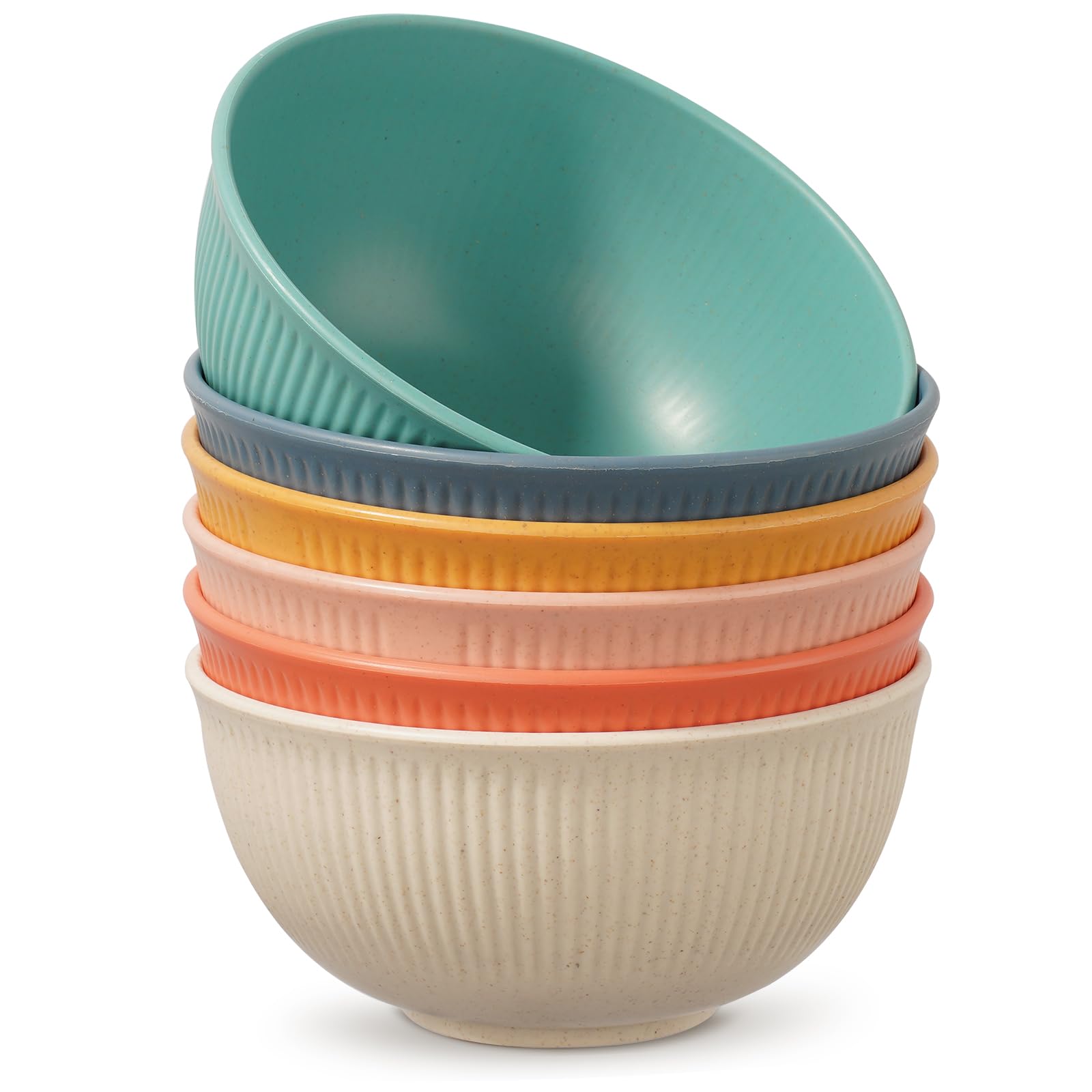 Worephu Unbreakable Bowls Set of 6, 650 ML Light Weight Bowl Set, Reusable Plastic Bowls for Breakfast, Salad, Pasta, Soup, Noodles, Snack(Mutil Color)