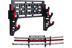 GUIIYLGG Sword Holder Katana Wall Mount - 3 Tier Velvet Padded Katana Stand Samurai Rack Samurai Sword Display Rack Wand Wakizashi Sword Stand Display