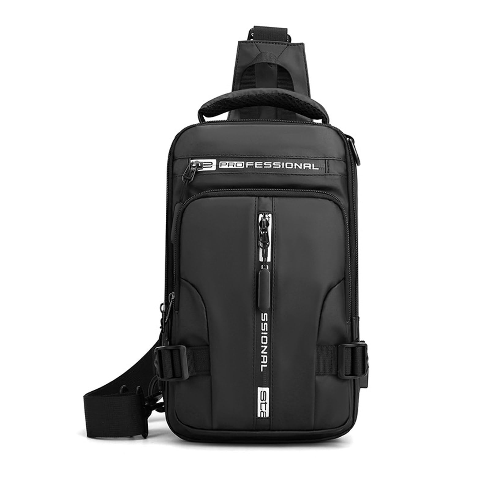 FANDARE Men Sling Crossbody Backpack Crossbody Bag for Men One Strap Motorcycle Chest Bag Cover Pack for Hiking Cycling Travel Outdoor Sport Small Casual Backpack with USB Charger Port Nylon Black