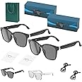 Lenskey AI Translation Glasses, Upgraded Wireless Bluetooth Smart AI Translation Glasses, 144 Language Real-Time Glasses Headset with Music Player & Hands-Free Calls for Men & Women (Black,2PC)