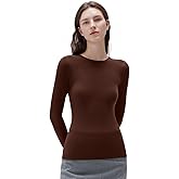 SUUKSESS Cloud Cashmere Women Crew Neck Fitted Long Sleeve Shirt Basic Knit Tops